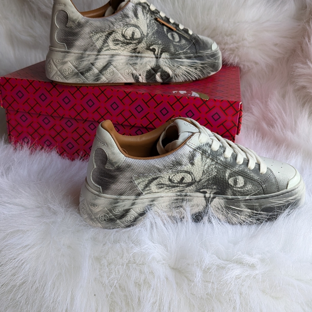 Tory Burch Ladybug Car Portrait Leather Sneakers NWB